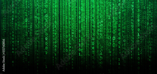 Abstract digital background with binary code. Hackers, darknet, virtual reality and science fiction. photo