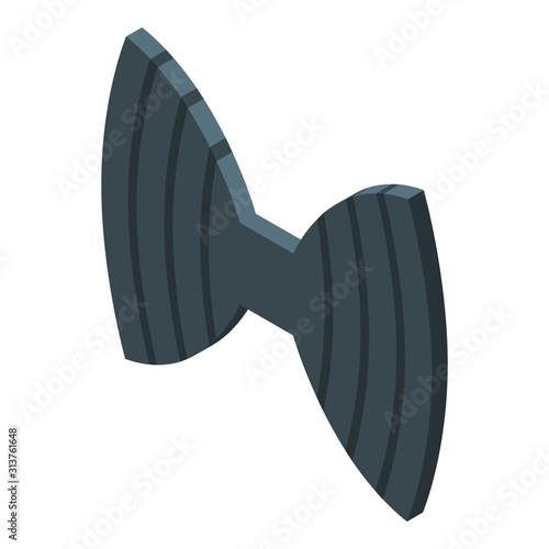 Black striped bowtie icon. Isometric of black striped bowtie vector icon for web design isolated on white background