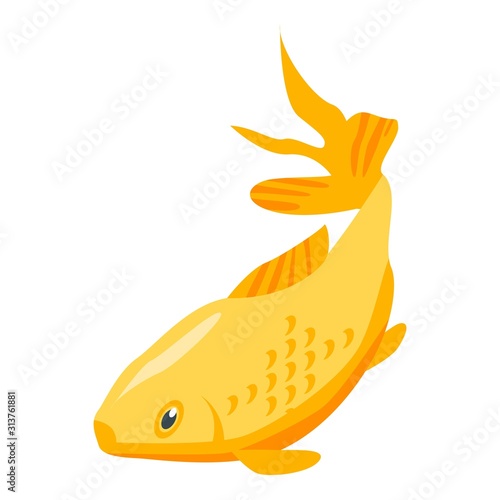 Goldfish with the big tail icon. Isometric of goldfish with the big tail vector icon for web design isolated on white background