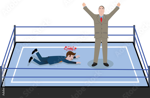 Business competition showing winner and loser