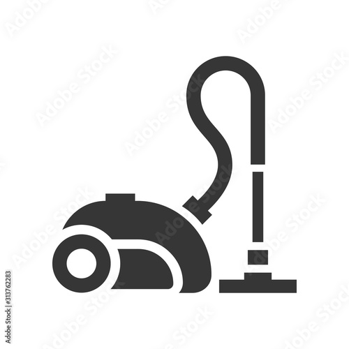 Vacuum cleaner glyph single isolated vector icon. Home appliances and electronics illustration on white background