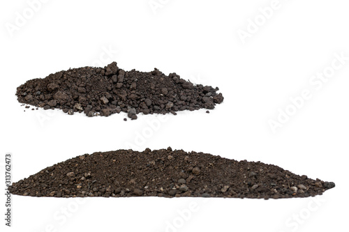 Pile of soil separately on a white background.