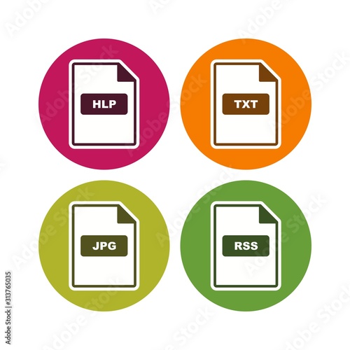 Set of 4 file formats Icons on White Background Vector Isolated Elements... photo