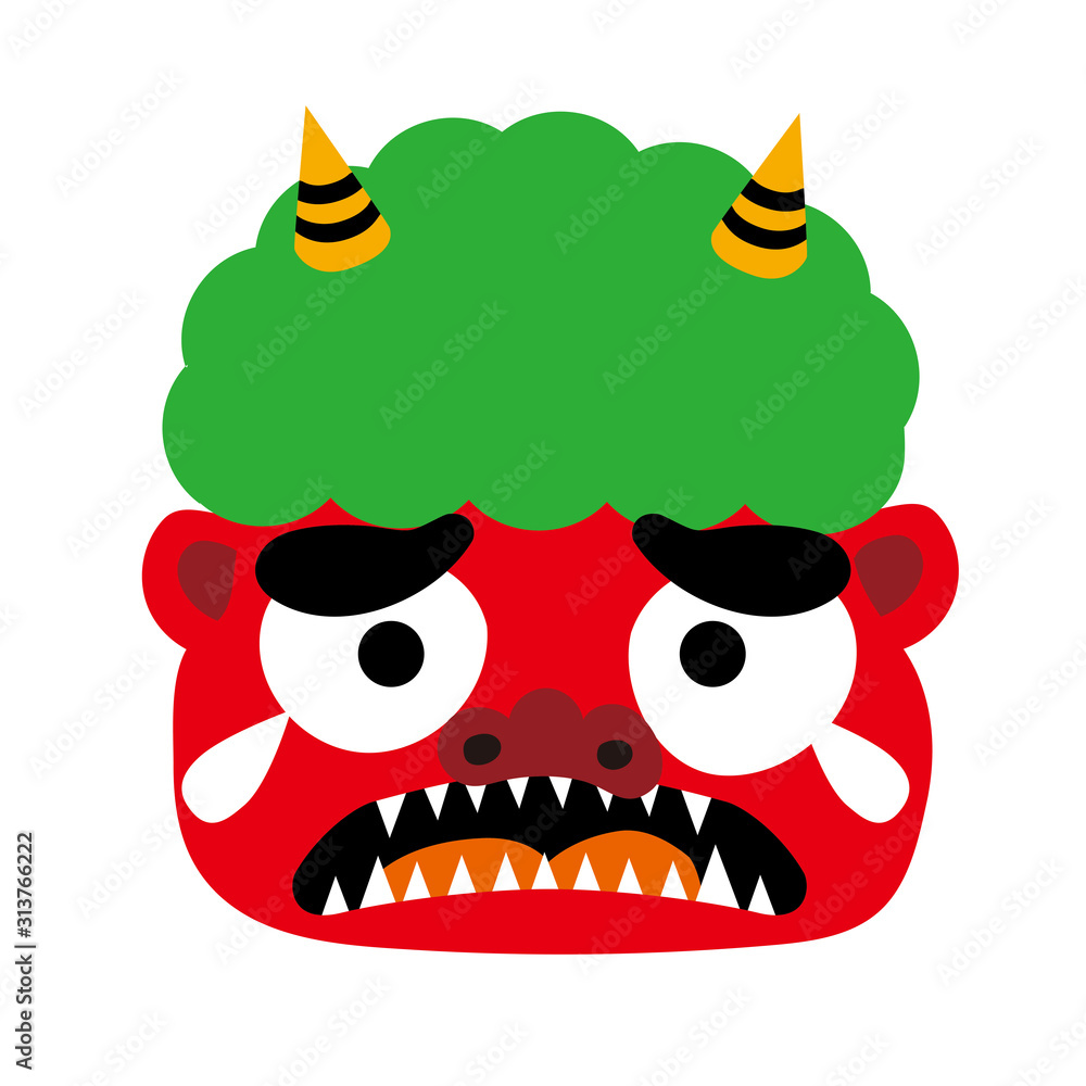 泣いた赤鬼の顔のイラスト マンガ 節分 立春のイメージの素材 Stock Vector Adobe Stock
