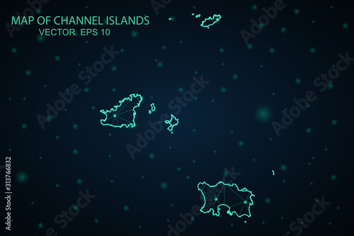 High detailed blue vector map – Channel Islands map