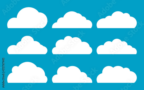 doodle Set of Cloud Icons in trendy flat design style. isolated on blue background. vector illustration © Receh Lancar Jaya