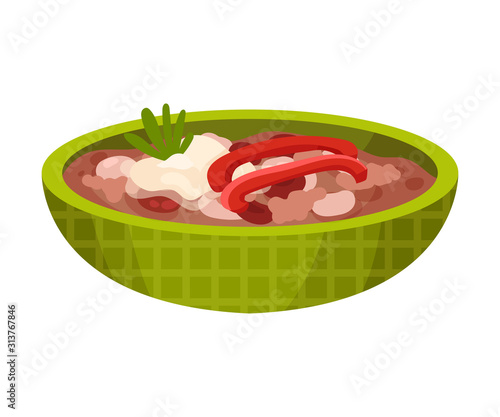 Traditional Mexican Food Served in Bowl Vector Illustration photo