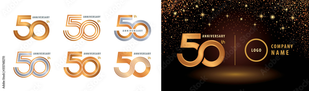 Set of 50th Anniversary logotype design - obrazy, fototapety, plakaty 