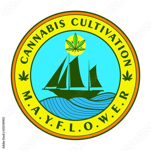 mayflower cannabis logo consept hemp industry