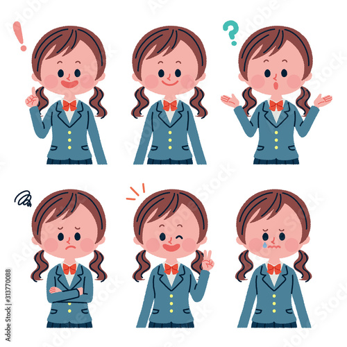 女子学生の表情セット
