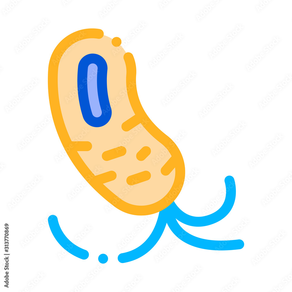 Obraz premium Microscopic Bacterium With Tails Vector Sign Icon Thin Line. Medicine Biohazard Bacterium Linear Pictogram. Microbe Type Infection Biology Microorganism Contour Illustration