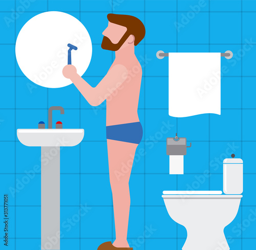 shaving man