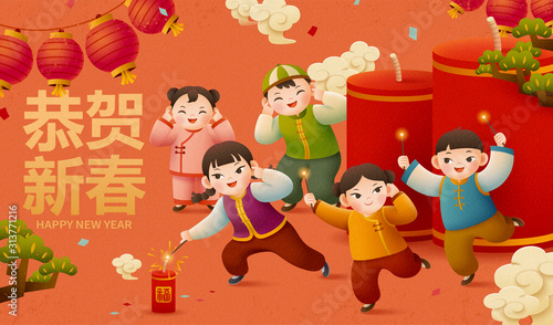 Cute kid lit firecrackers