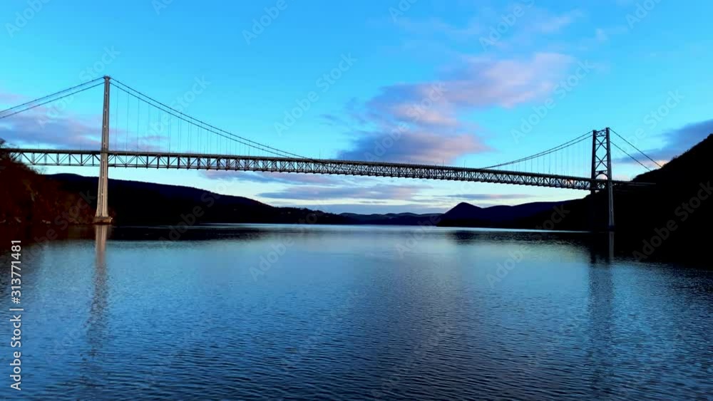 Purple Heart Memorial Bridge, Route 202, blue sky reflecting itself in the river Purple Heart Memorial Bridge, Route 202, blue sky reflecting itself in the river