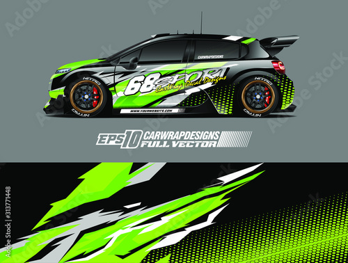 Drift car graphic livery design vector. Graphic abstract stripe racing background designs for wrap cargo van  race car  pickup truck  adventure vehicle. Eps 10