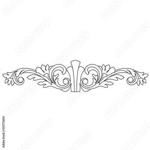 Vintage baroque ornament, corner. Retro pattern antique style acanthus. Decorative design element filigree calligraphy vector. - stock vector 