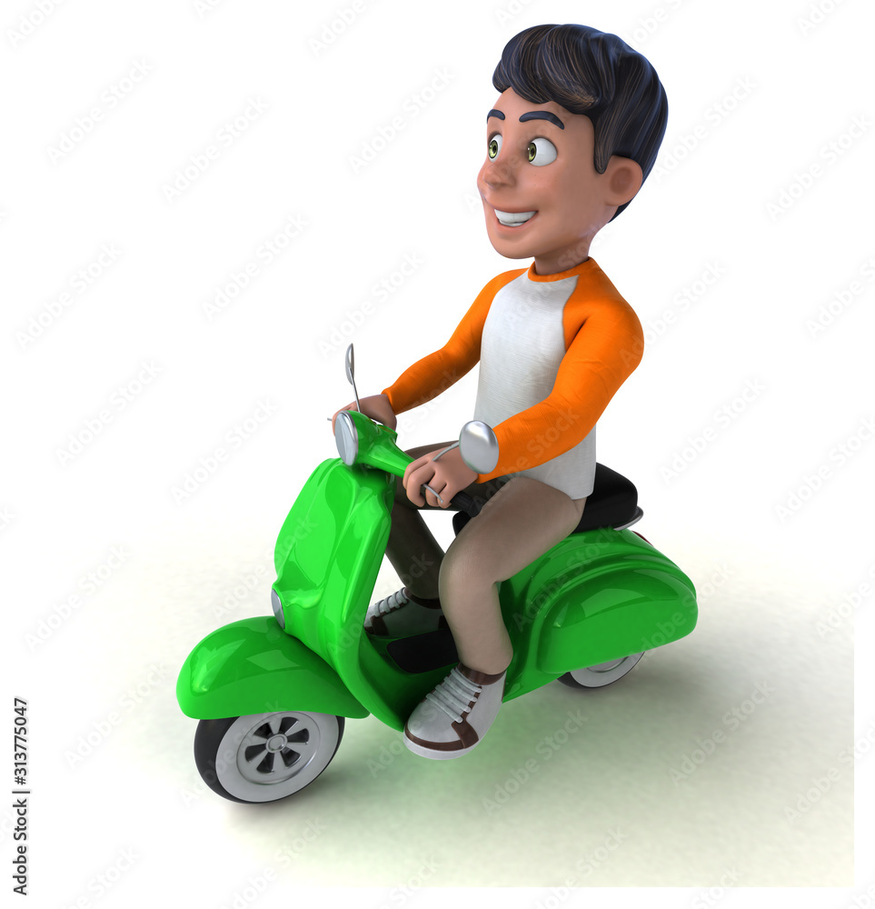 Fun 3D cartoon Asian teenager . Fun 3D cartoon Asian teenager .
