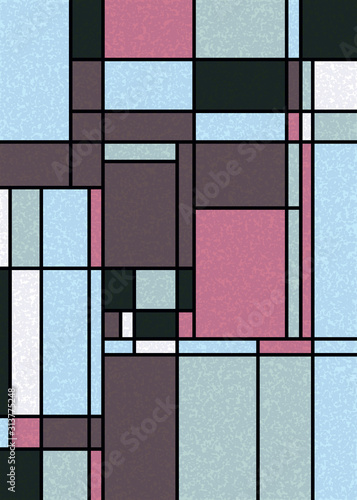 Piet Mondrian Style Computational Generative Art background illustration