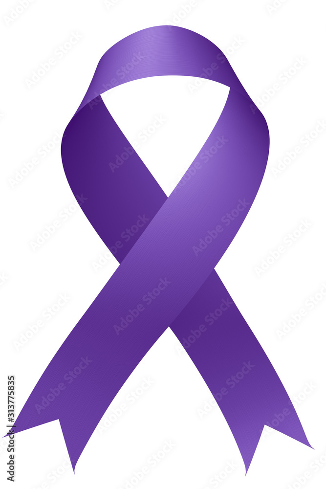 Purple Ribbon isolated on white background Purple Day epilepsy