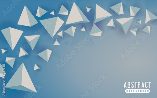 Fototapeta Naklejka Na Ścianę i Meble -  Colorful blue background with 3d polygonal triangle set. Modern abstract geometry background.