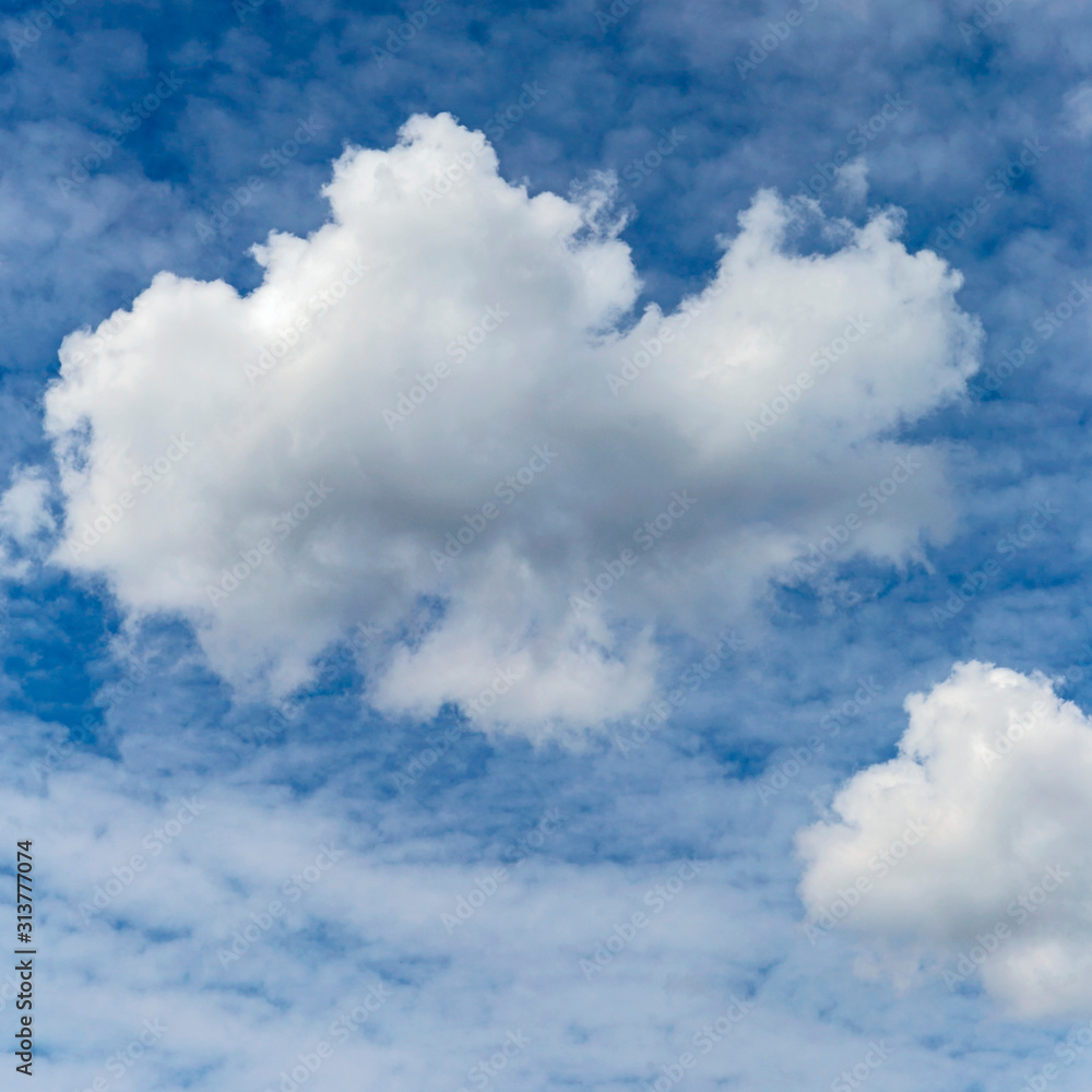 blue sky with a large white cumulus cloud as a natural background blue sky with a large white cumulus cloud as a natural background