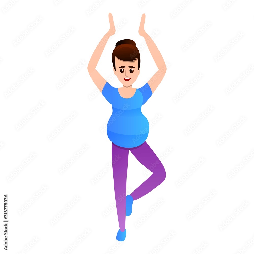 Pregnant girl doing yoga icon. Cartoon of pregnant girl doing yoga vector icon for web design isolated on white background Pregnant girl doing yoga icon. Cartoon of pregnant girl doing yoga vector icon for web design isolated on white background