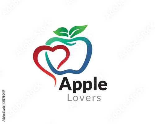 Apple love heart logo design inspiration