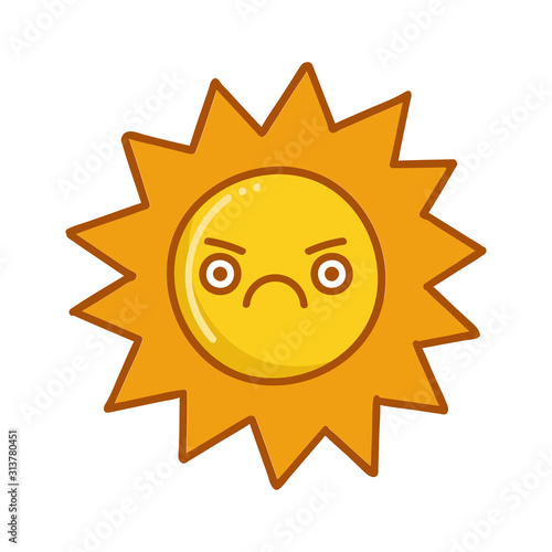 kawaii angry sun emoticon cartoon illustration
