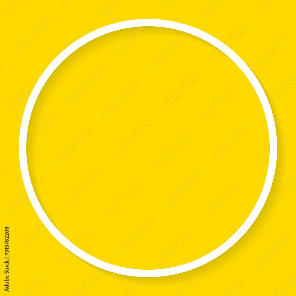 Vector illustration of white outlined frame isolated on yellow background.