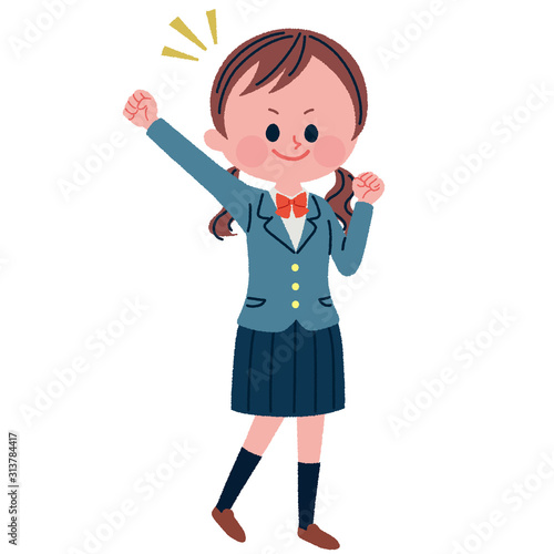 はりきる女子学生のイラスト