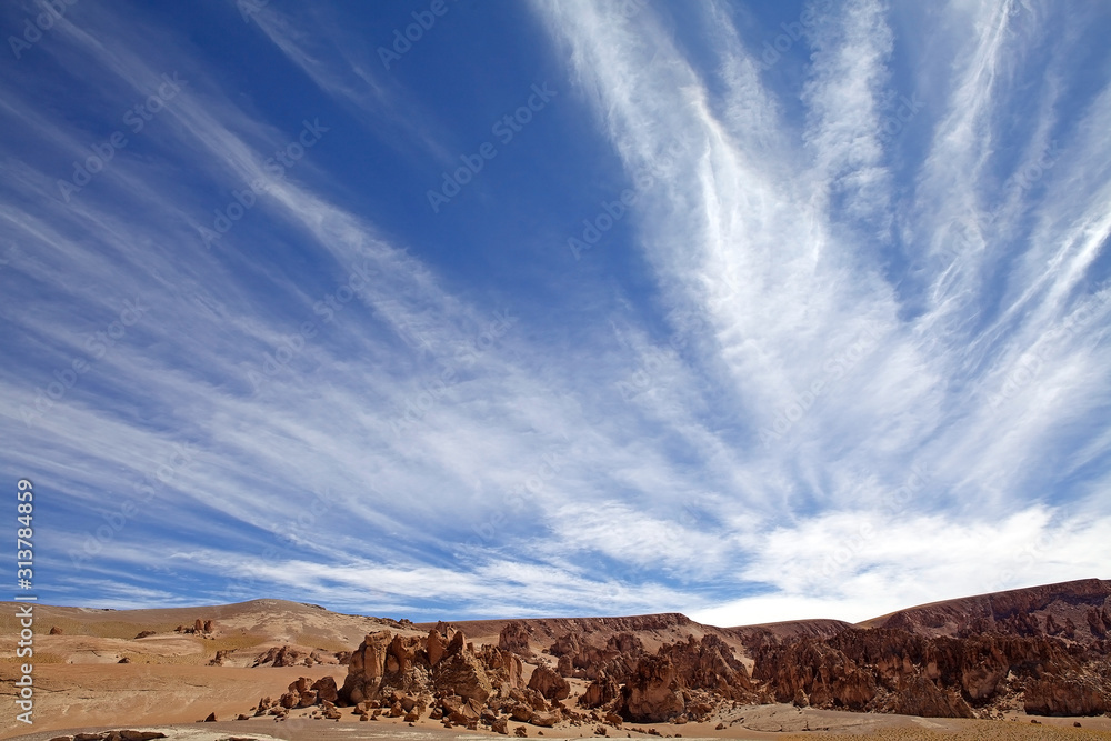 Landscape and amazing sky in the Puna de Atacama, Argentina