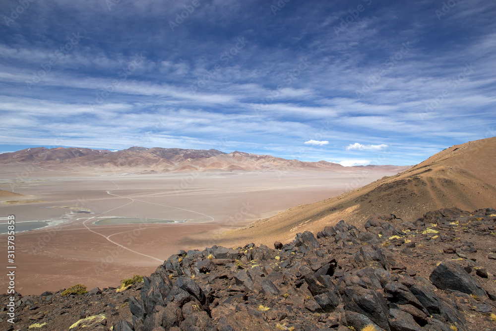 Scenic viewpoint at Laguna Grande at the Puna de Atacama, Argentina