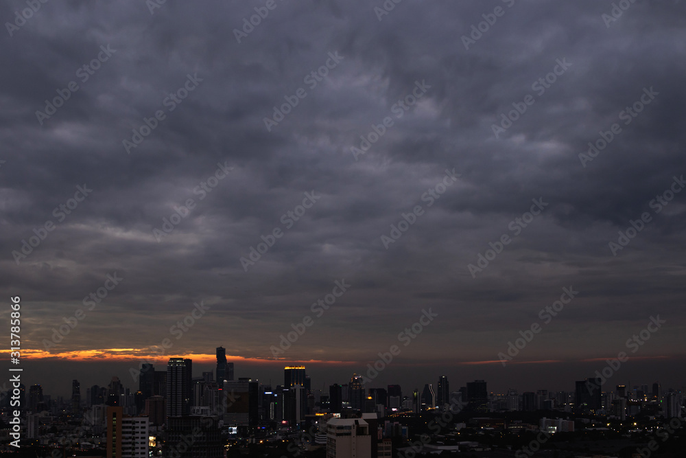 View of the modern Bangkok city during sunset View of the modern Bangkok city during sunset