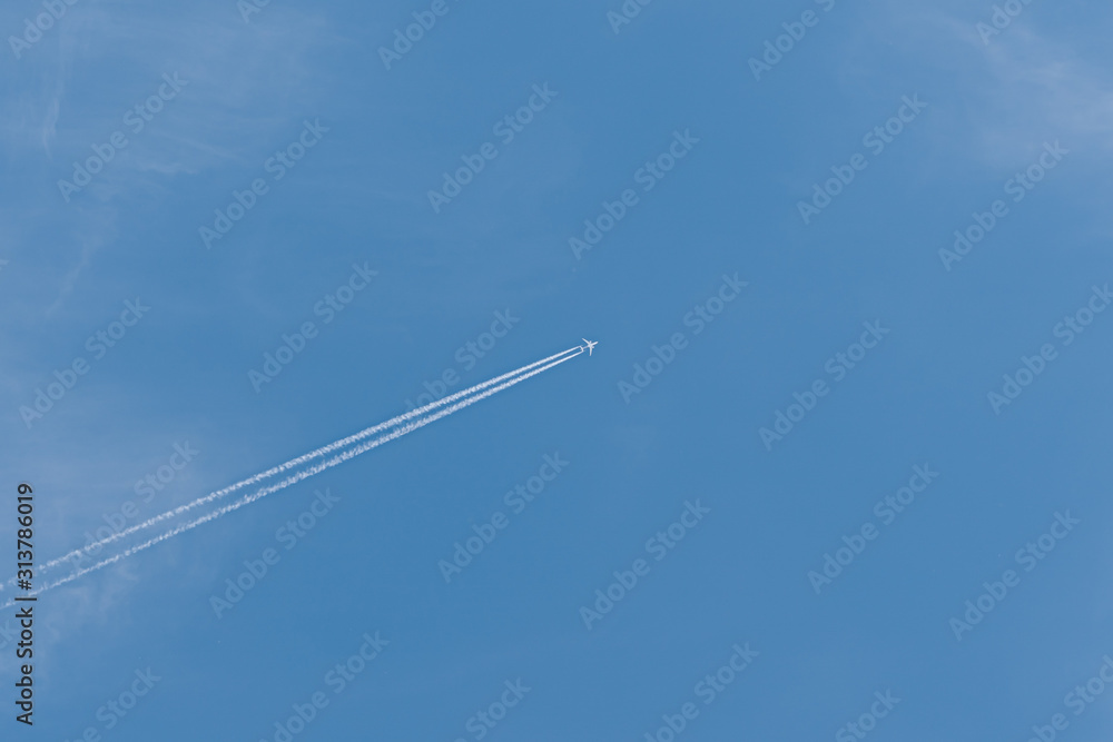Plane in the sky. Blue background and clouds. Plane in the sky. Blue background and clouds.