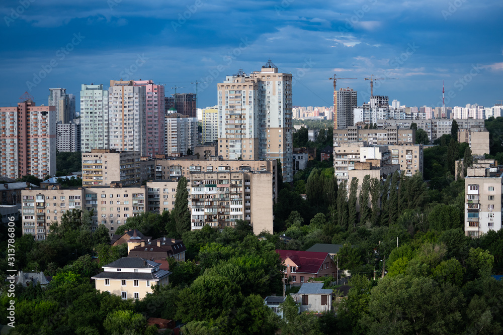 High view building panorama summer architecture Kiev Ukraine