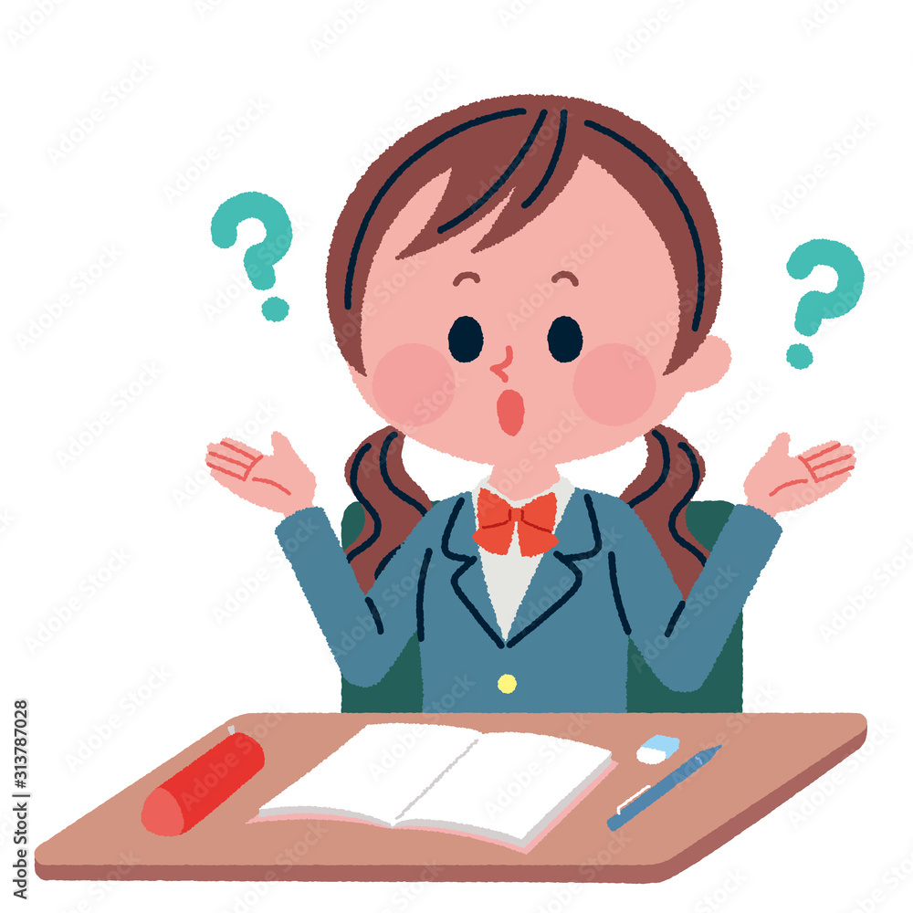 授業中に悩んでいる女子学生イラスト Stock Vector Adobe Stock