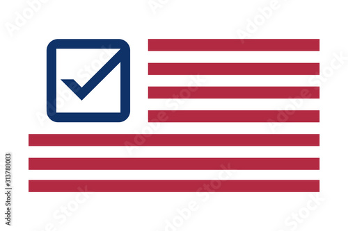 American flag with checkmark symbol instead stars.