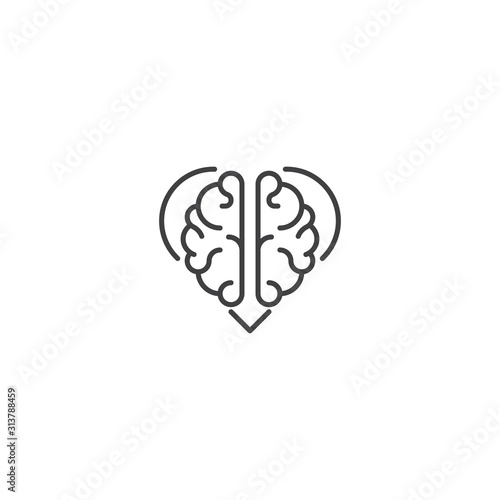 Rational love, brain heart. Vector logo icon template