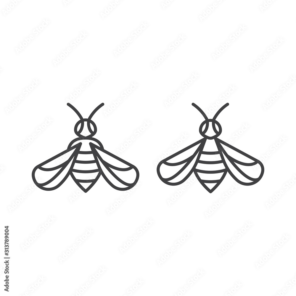 Honey bee line. Vector logo icon template Honey bee line. Vector logo icon template
