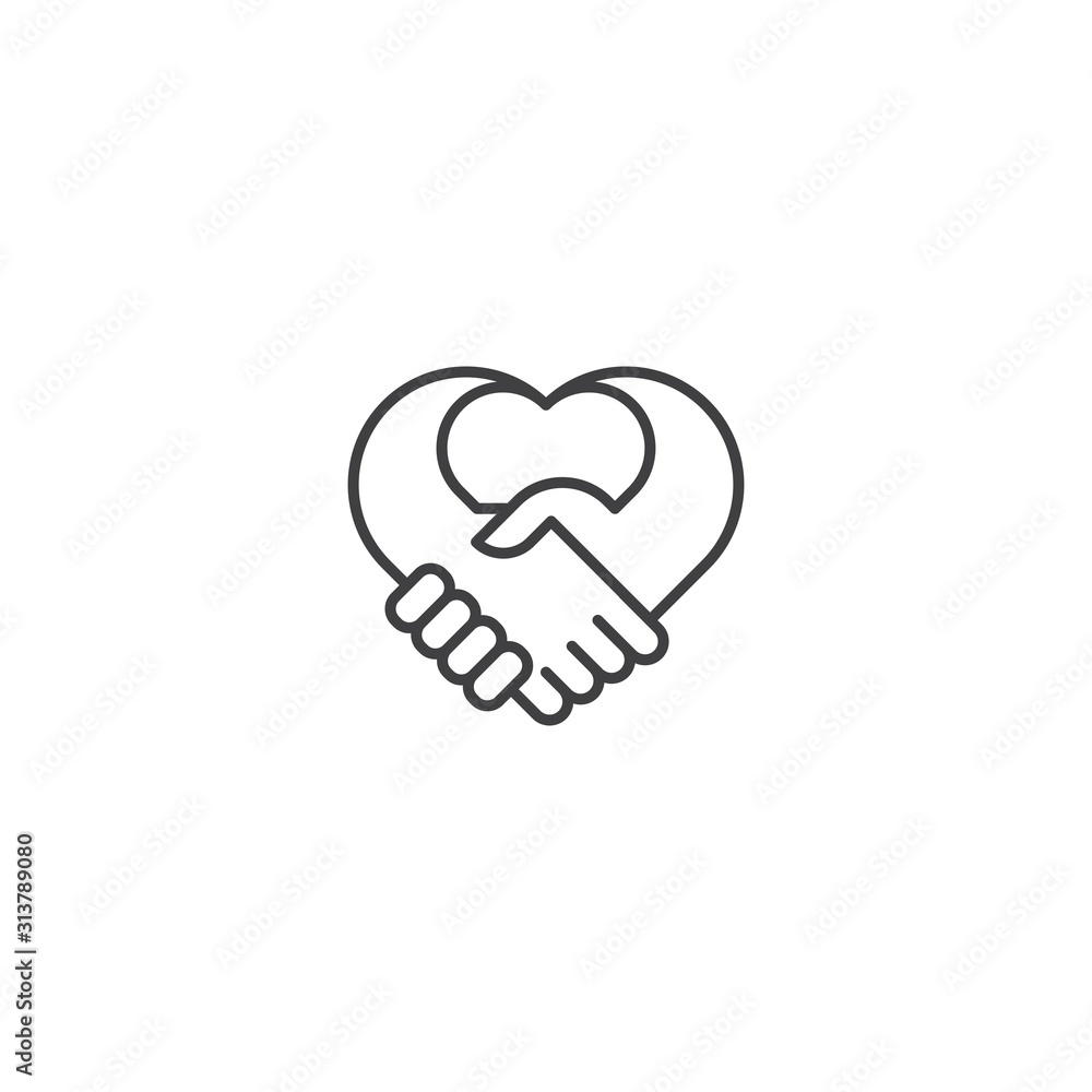 Handshake heart, love deal. Vector logo icon template Handshake heart, love deal. Vector logo icon template
