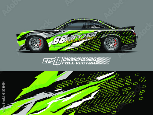 Vehicle wrap design vector. Graphic abstract stripe racing background kit designs for wrap race car, rally, adventure and livery. Full vector eps 10