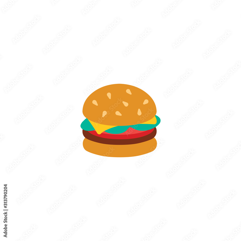Burger Flat Vector Icon. Isolated Hamburger, Fast Food Emoji Illustration Burger Flat Vector Icon. Isolated Hamburger, Fast Food Emoji Illustration