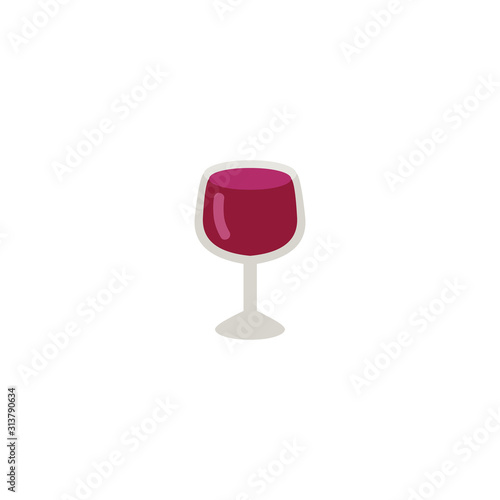 Wine Glass Flat Vector Icon. Isolated Wine Alcohol Drink Emoji Illustration