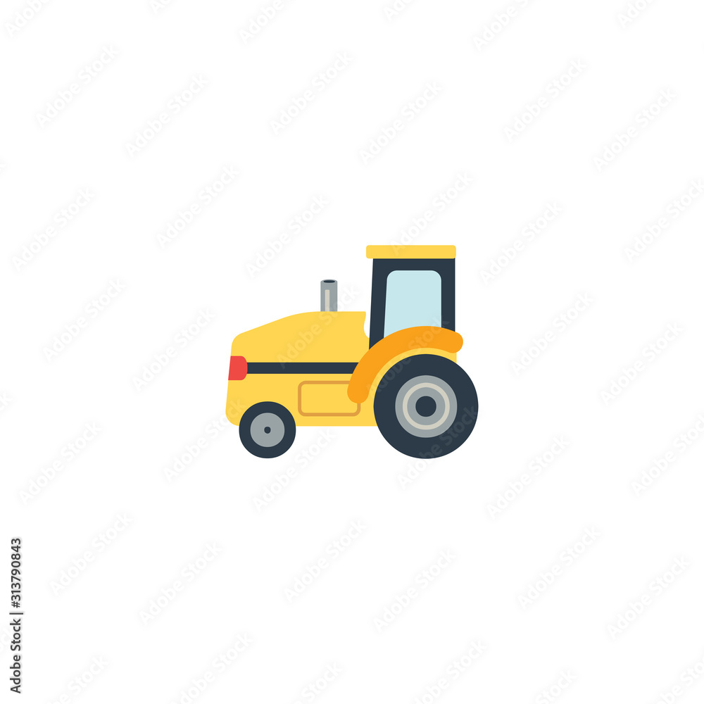 Tractor Flat Vector Icon. Isolated Agriculture Vehicle Emoji Illustration