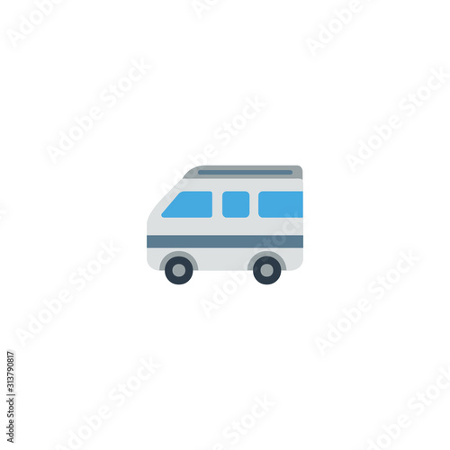 Minibus Flat Vector Icon. Isolated Mini Van Emoji Illustration