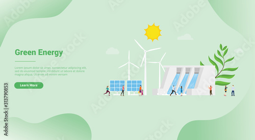 renewable energy or green energy for website template or landing homepage - vector