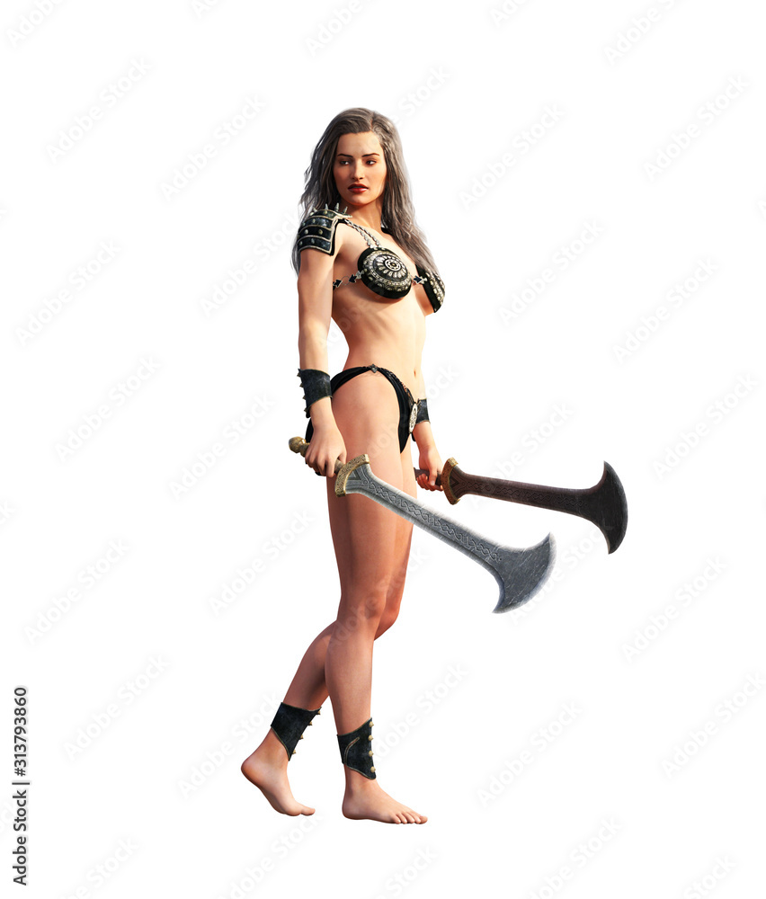 Ancient female warrior poses,3d rendering for book cover,Rendering on white background Ancient female warrior poses,3d rendering for book cover,Rendering on white background