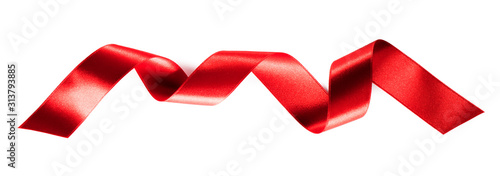 Red ribbon tape isolated on white