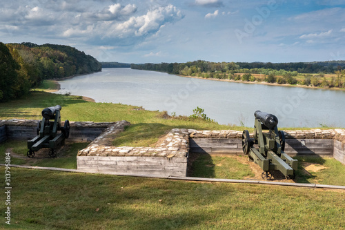 Civil War Guns and Ohio River - Dover,  Tennessee photo