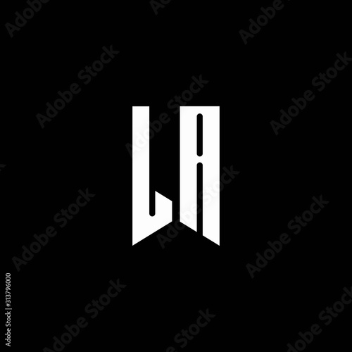 LA logo monogram with emblem style isolated on black background